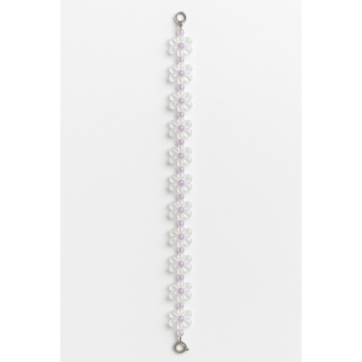 Bracelet fleurs cristal & violet – perles transparentes