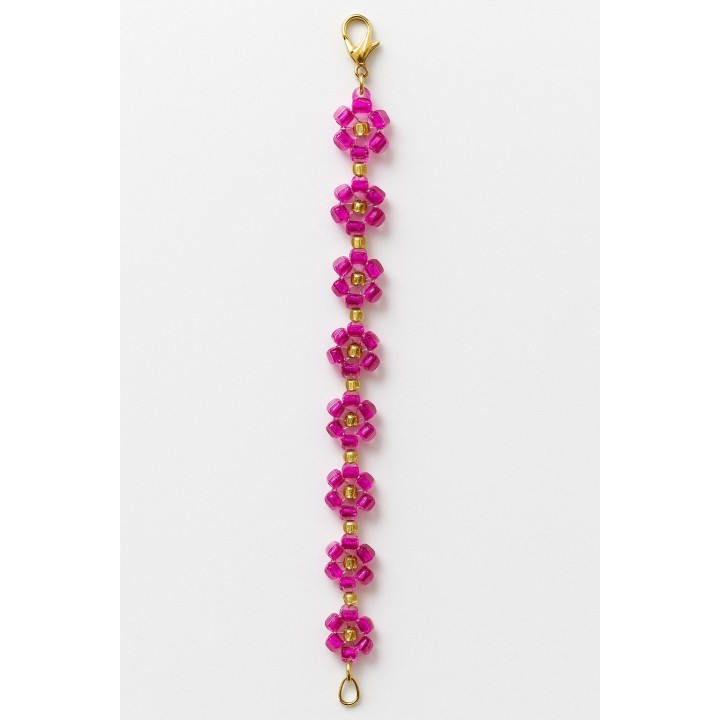 bracelet fleurs fuchsia