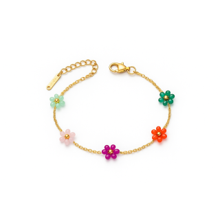 Bracelet multicolore à fleurs en perles