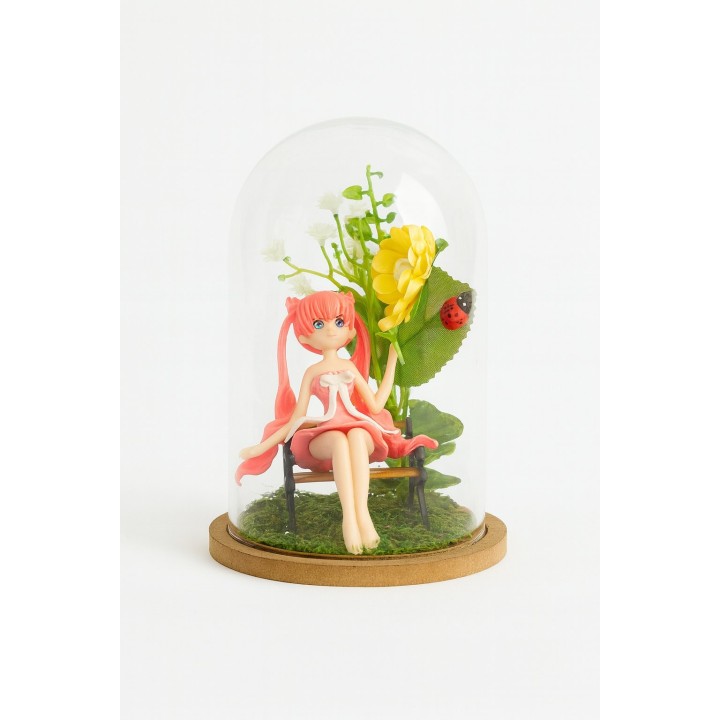 Petite Fée Rose sous Cloche – Décoration Artisanale Unique