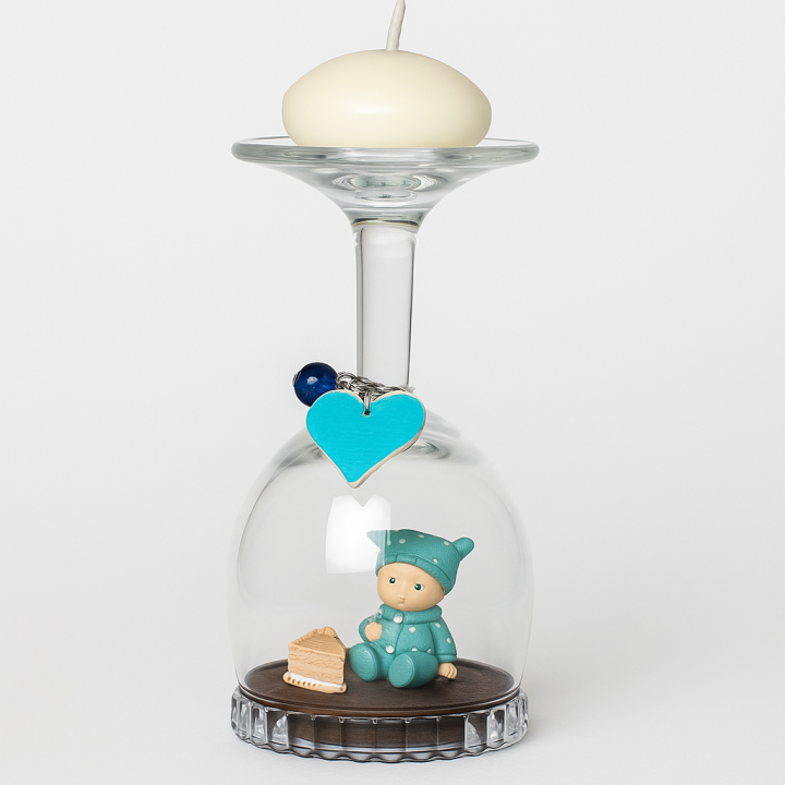 Bougeoir Bébé Turquoise – Décoration Artisanale Unique