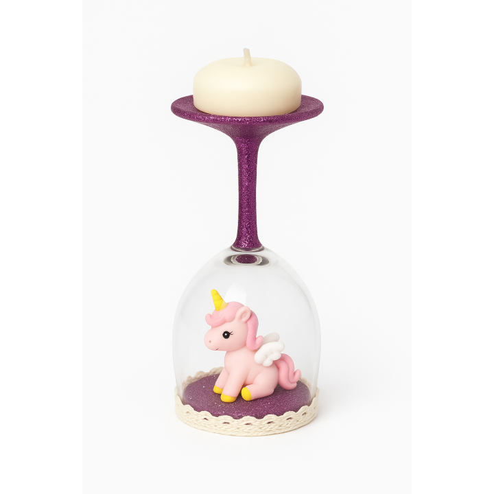 Bougeoir Licorne Rose – Décoration Féérique Artisanale Unique