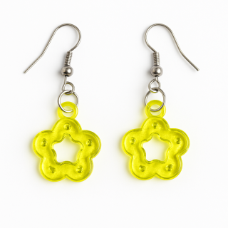 Boucles d’Oreilles Fleurs Jaunes Fluo