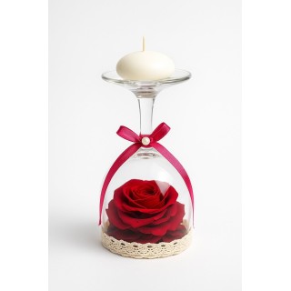Bougeoir Rose Rouge Élégante – Décoration Artisanale Unique