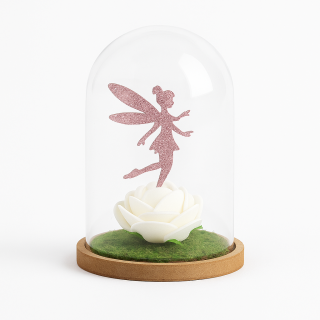 Cloche Fée Rose & Fleur Blanche – Décoration Féérique Artisanale