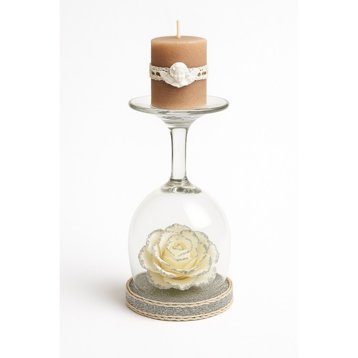 Bougeoir Fleur Blanche & Ange – Décoration Élégante et Lumineuse