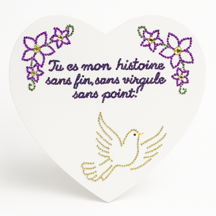 Décoration cœur avec message et colombe – Sur cadre