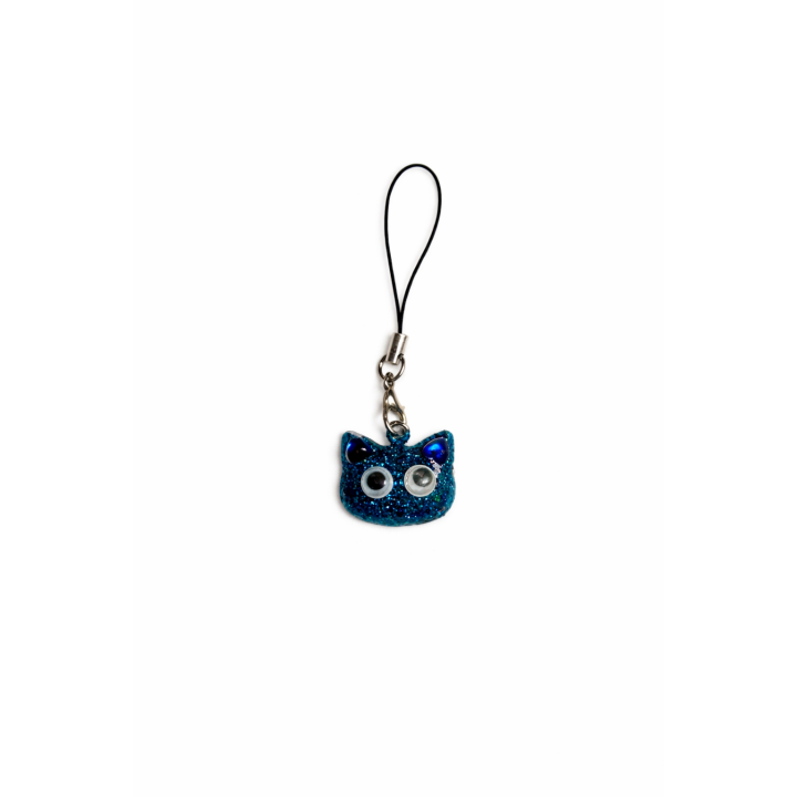 Accessoire de téléphone – Chat bleu pailleté